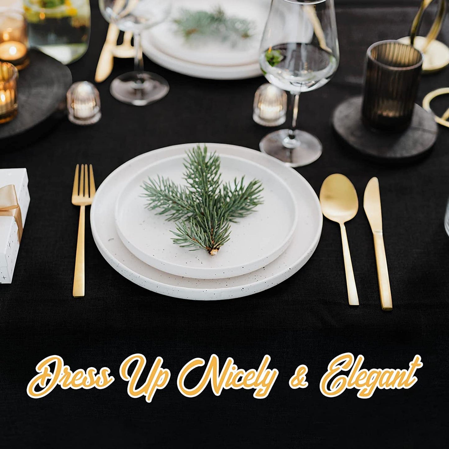 6 Pack Black round Tablecloths 120 Inch - Circle Bulk Linen Polyester Fabric Washable Table Clothes Cover for Wedding Reception Banquet Birthday Party Buffet Restaurant