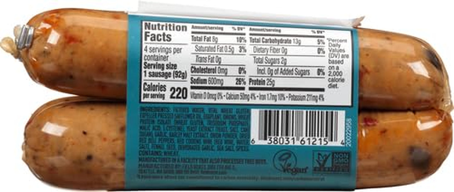 Vegetarian Grain Meat Sausages, Italian, Frozen, 12.95 Oz