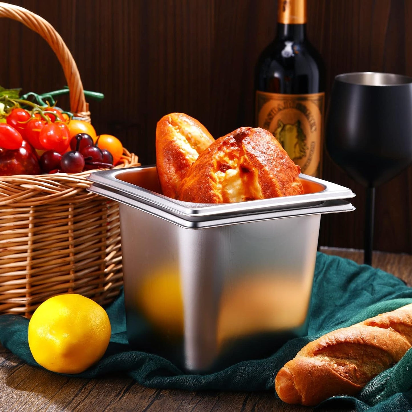 10 Pack Hotel Pans Stainless Steel Steam Table Pan Stackable Catering Pan anti Jam Steam Pan Metal Food Pan for Hotel Restaurant Buffet Party Supplies (10.4 X 6.4 X 5.9 Inch)