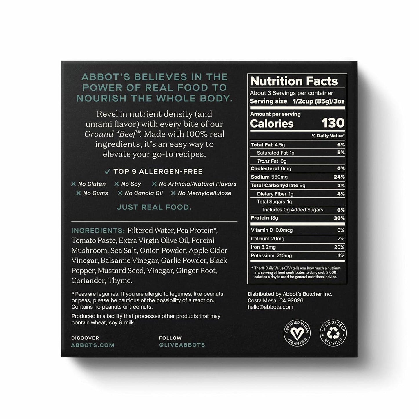 Abbot'S Plant-Based Ground "Beef", 10 Ounces