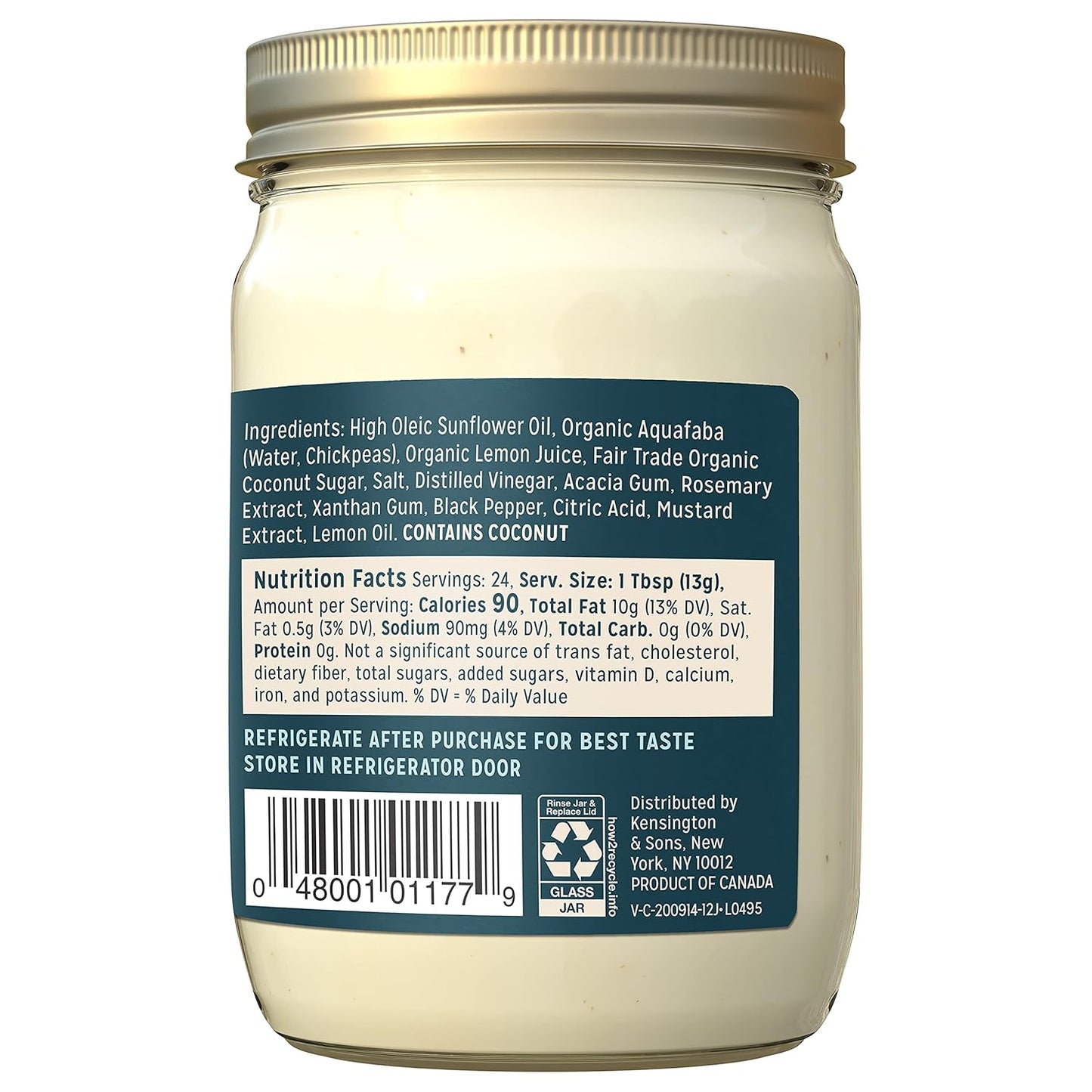 Sir Kensington'S Vegan Mayo Classic Keto Diet Certified Gluten Free Certified Vegan Soy Free Non- GMO Project Verified Shelf-Stable 12 Oz