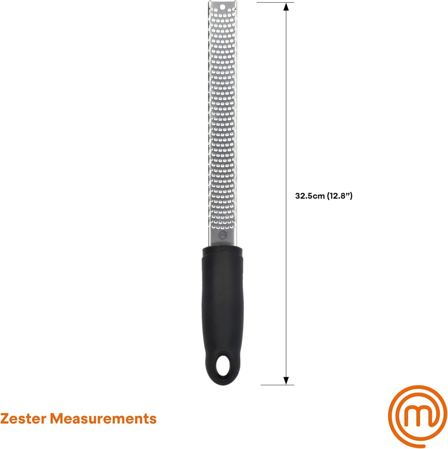 Lemon Zester Grater with Handle, Kitchen Tool for Zesting Citrus Fruits & Finely Grating Parmesan Cheese, Garlic, Ginger, Coconut, Nutmeg, Wasabi, Chocolate Etc, Stainless Steel, 12 Inches