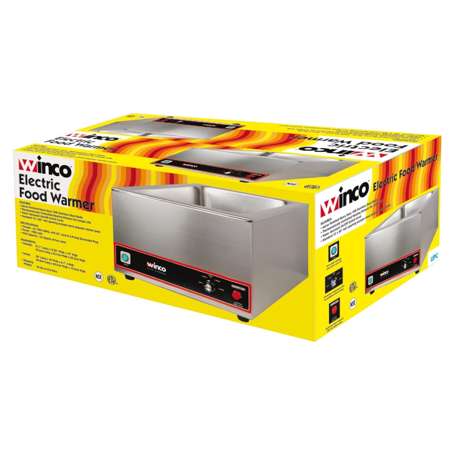 FW-S500 Commercial Portable Steam Table Food Warmer 120V 1200W,Stainless Steel,Large