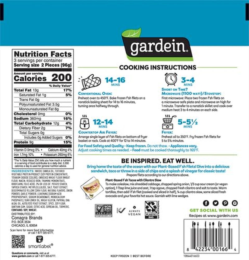 Golden Plant-Based Fishless Filets, Vegan, Frozen, 10.1 Oz.