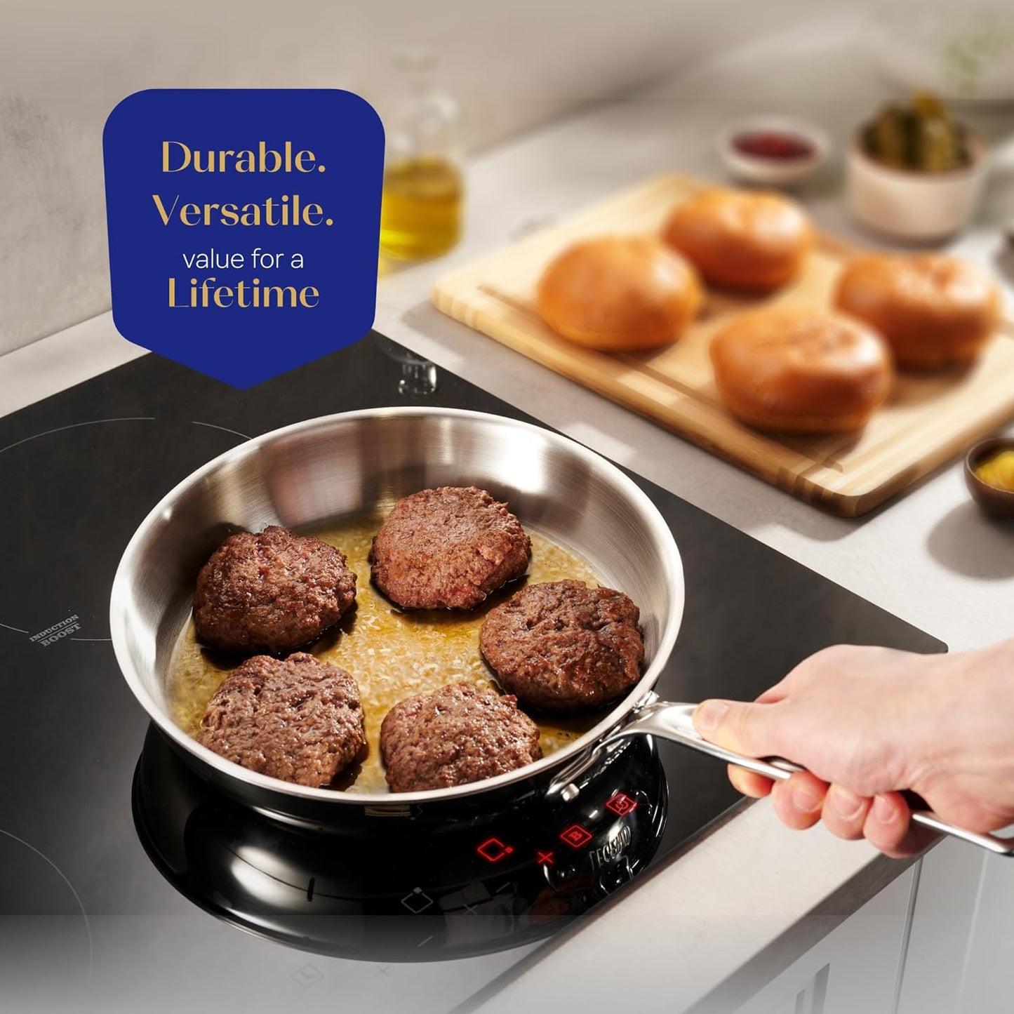 Legend 5 Ply 14 Pc All Stainless Steel Heavy Pots & Pans Set | Professional Quality Cookware 5Ply Clad Home Cooking & Commercial Kitchen Surface Induction Oven Safe | Non-Teflon PFOA, PTFE & PFOS Free