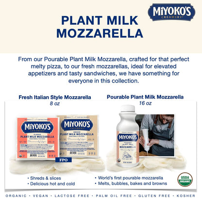 MIYOKO'S CREAMERY Organic Pourable Mozzarella Cheese, Melts-Bubbles-Browns, Made from Plant Milk, Dairy Free, Vegan, 16Oz. (1-Pack)