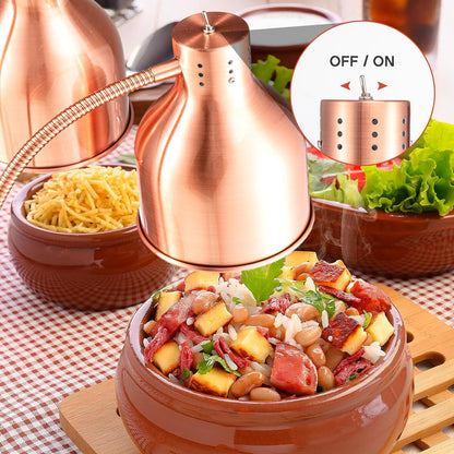 1 Pcs Food Heat Lamp Food Heat Preservation Lamp Commercial Food Warmer Light Portable Catering Heat Lamp for Restaurant Kitchen Food Heating Home Use Service Buffet, Dual Head, 250W Bulb