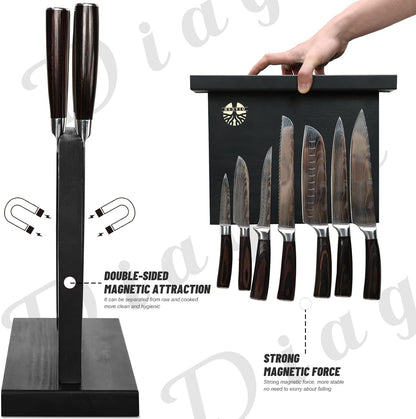 Knife Sets for Kitchen with Block  7 Piece Hand-Forged High Carbon Stainless Steel Knives with Magnetic Holder Solid and Safe-Perfect for Novice to Professional Chefs.
