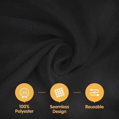 6 Pack Black round Tablecloths 120 Inch - Circle Bulk Linen Polyester Fabric Washable Table Clothes Cover for Wedding Reception Banquet Birthday Party Buffet Restaurant