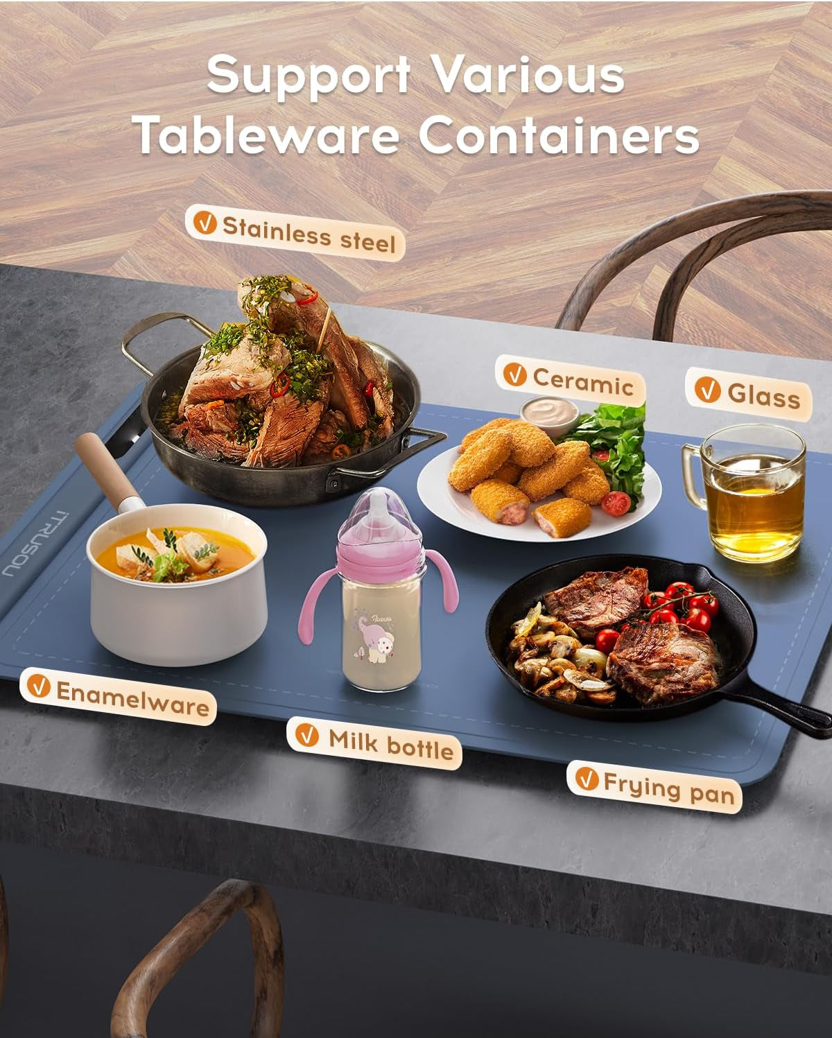 Electric Warming Tray - Full Surface Heating,Rollable & Portable,Premium Silicone Nano-Material,3 Temperature Settings,Auto Shut-Off -Versatile Food Warmer for Gatherings,Parties,Everyday Use