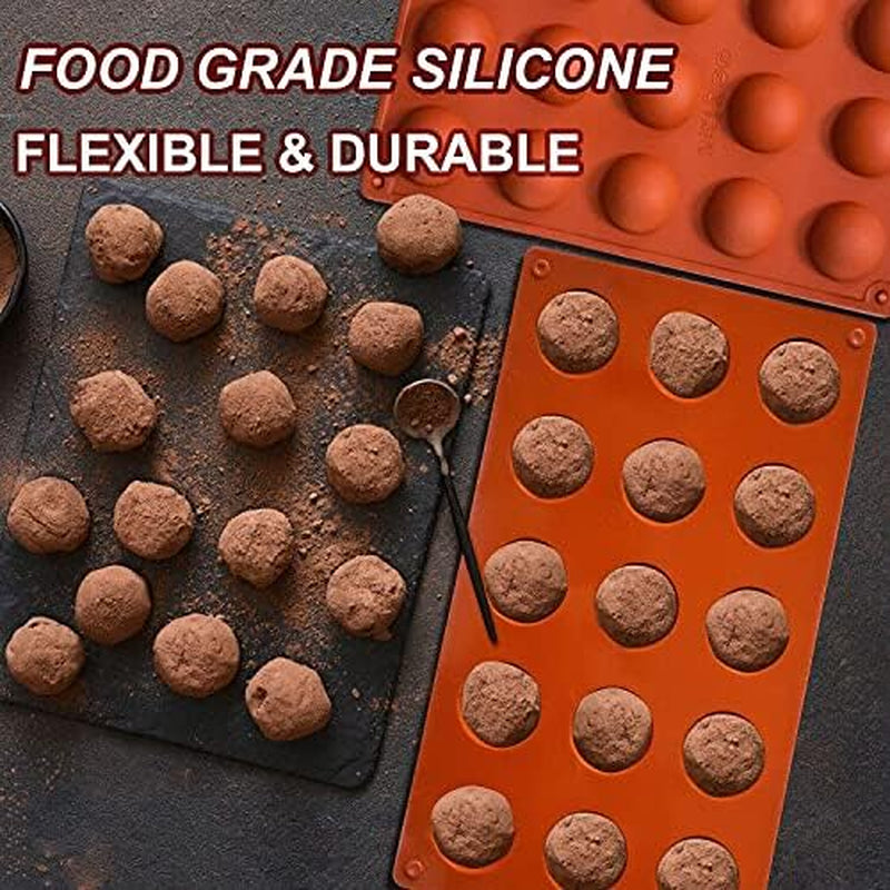 Small 15-Cavity Semi Sphere Silicone Molds Non-Stick,2 Packs Half Sphere Silicone Baking Molds for Making Jelly, Chocolates and Cake
