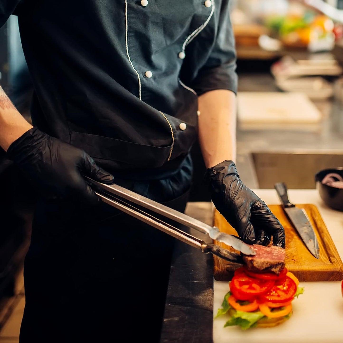 Black Vinyl Exam Gloves, 4 Mil, Disposable Latex-Free Plastic Gloves for Medical, Cooking & Cleaning, 100-Ct Box