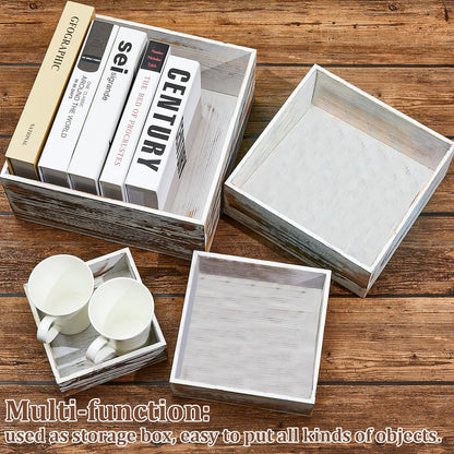 Set of 4 Wood Display Risers Rustic Cupcake Stand Wooden Stackable Display Box Wood Cake Stand for Dessert Wedding Birthday Baby Shower Party (Classic)