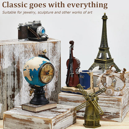 Set of 4 Wood Display Risers Rustic Cupcake Stand Wooden Stackable Display Box Wood Cake Stand for Dessert Wedding Birthday Baby Shower Party (Classic)