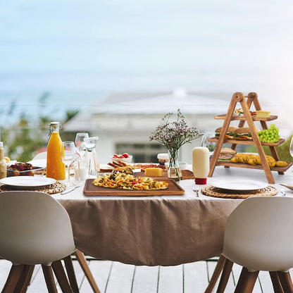 Wood 3 Tier Serving Tray Three Tiered Cupcake Stand, Rectangle Serving Platter Wooden Farmhouse, Party Serving Brown Decorative Tray Decor