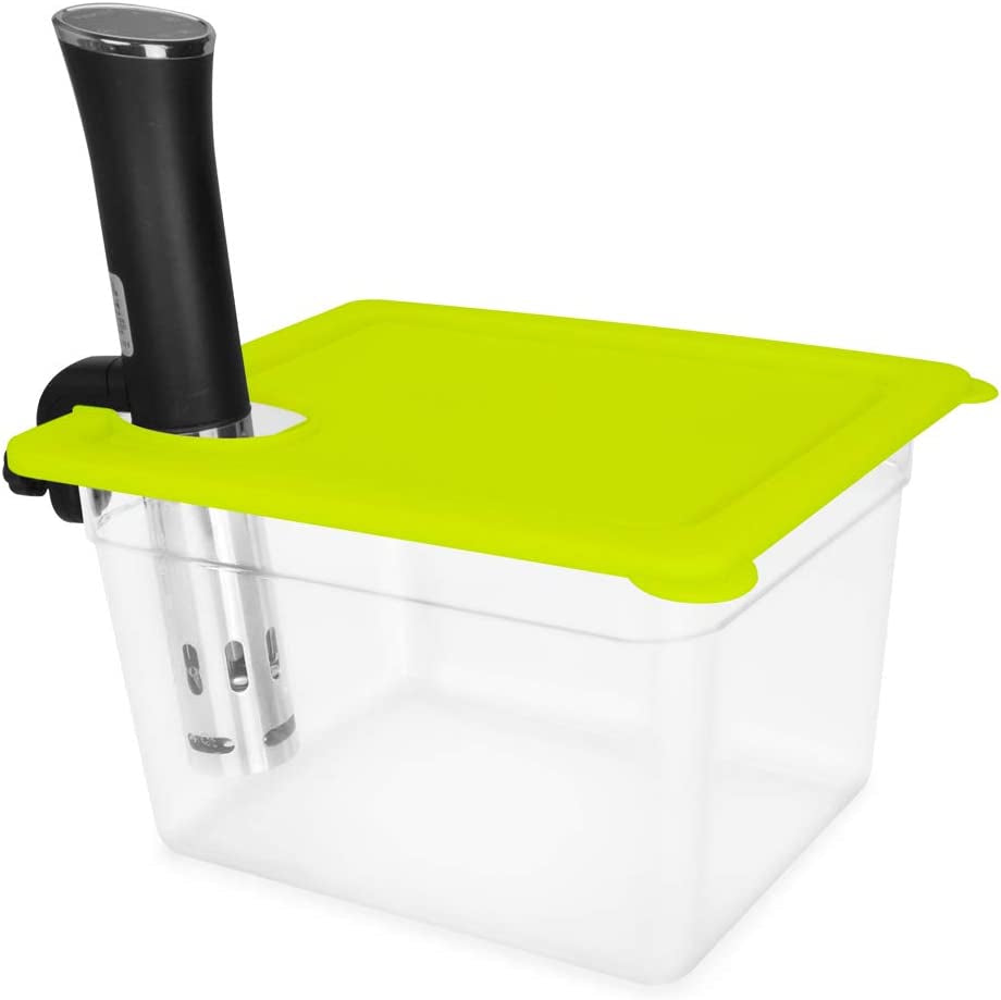 Sous Vide Container with Universal Silicone Lid and Rack Sleeve Compatible Anova All Models,Breville Joule, Instant Pot Cooker (KIT-TY-GJ)
