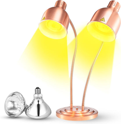 1 Pcs Food Heat Lamp Food Heat Preservation Lamp Commercial Food Warmer Light Portable Catering Heat Lamp for Restaurant Kitchen Food Heating Home Use Service Buffet, Dual Head, 250W Bulb