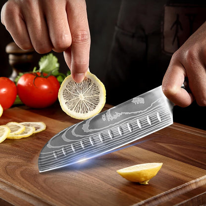 Knife Sets for Kitchen with Block  7 Piece Hand-Forged High Carbon Stainless Steel Knives with Magnetic Holder Solid and Safe-Perfect for Novice to Professional Chefs.