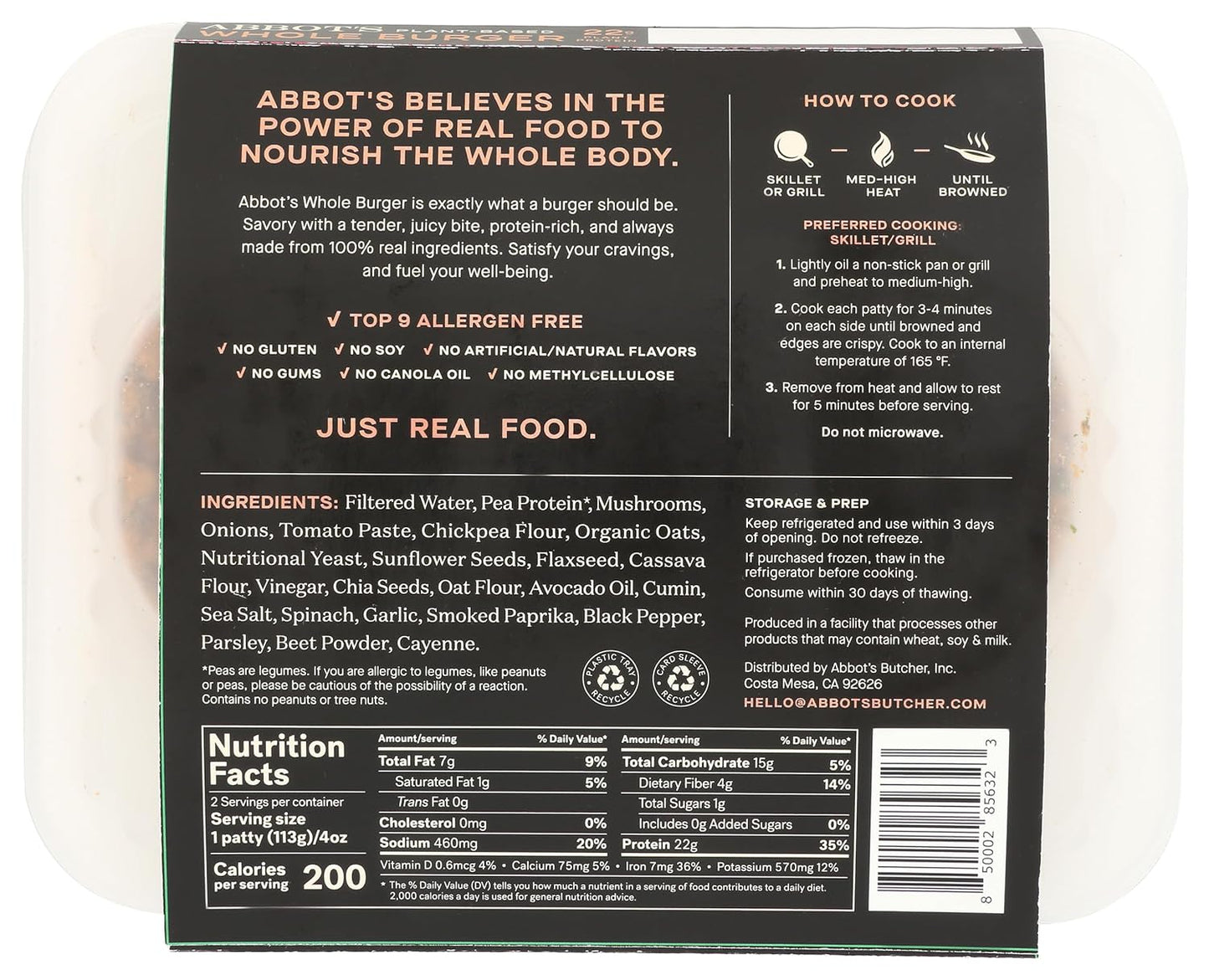 Abbot’S Plant-Based Veggie Burger, 8 Oz