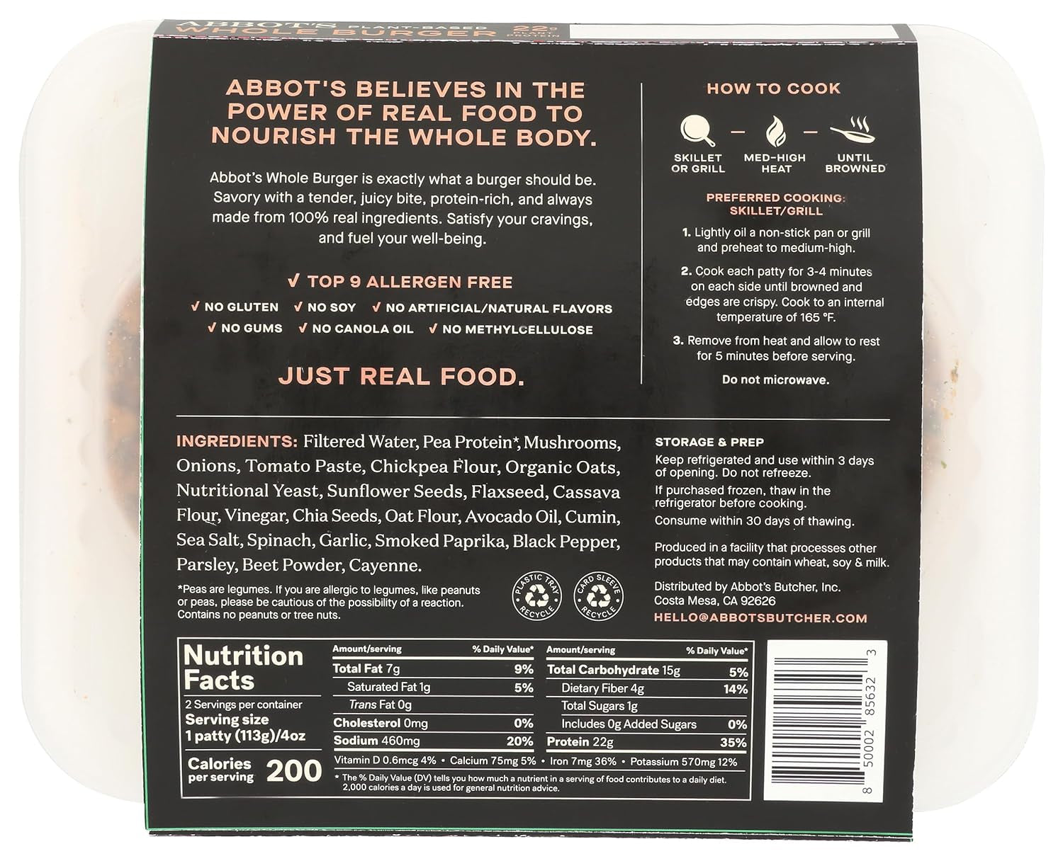 Abbot’S Plant-Based Veggie Burger, 8 Oz