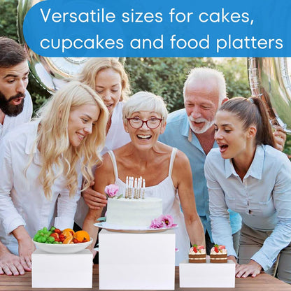 Display Risers, Buffer Risers and Cake Stand, Acrylic Display Stands for Catering Supplies Buffet Display, Dessert Table Display Set for Vendor Events, Set of 3 Glossy White