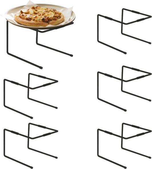 HPC DECOR 6PCS Black Metal Pizza Stands for Tables- Pizza Pan Riser Rack Holder- Food Display Riser Stands for Party Buffet Table Platter Tray- Metal Display Stands for Home, Restaurant, Catering