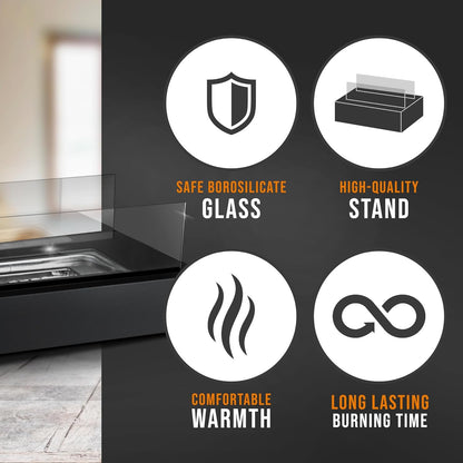 Tabletop Fire Pit [3H Burning Time] - Table Top Firepit Indoor & Outdoor - Smores Maker with 4 Roasting Sticks - Portable Fire Pit with Adjustable Flames - Ethanol Table Top Fire Pit Bowl