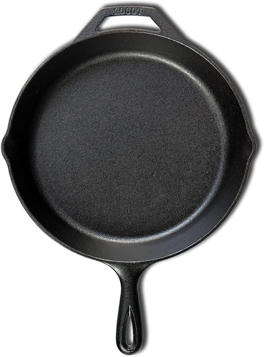 10.25 Inch Cast Iron Pre-Seasoned Skillet – Signature Teardrop Handle - Use in the Oven, on the Stove, on the Grill, or over a Campfire, Black