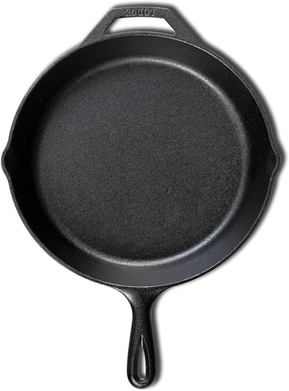 10.25 Inch Cast Iron Pre-Seasoned Skillet – Signature Teardrop Handle - Use in the Oven, on the Stove, on the Grill, or over a Campfire, Black