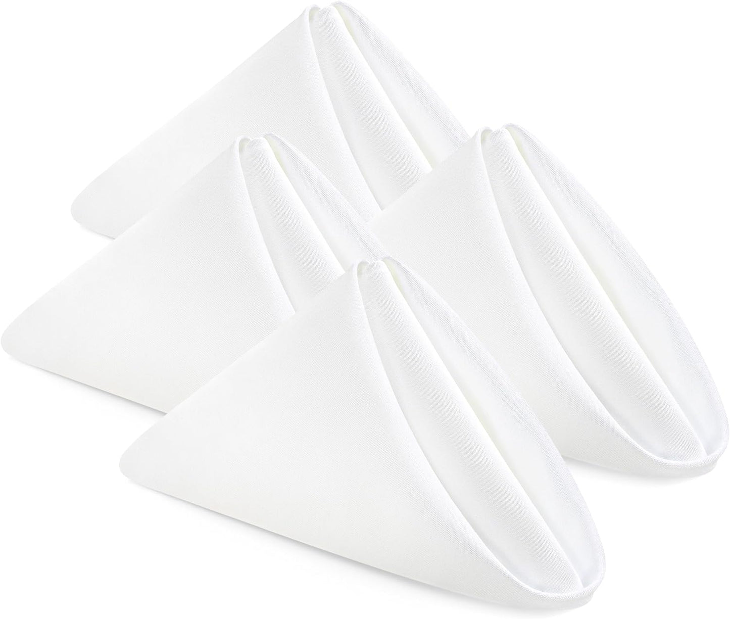 [24 Pack, White] Cloth Napkins 17X17 Inches, 100% Polyester Dinner Napkins with Hemmed Edges, Washable Napkins Ideal for Parties, Weddings and Dinners
