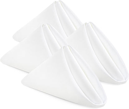 [24 Pack, White] Cloth Napkins 17X17 Inches, 100% Polyester Dinner Napkins with Hemmed Edges, Washable Napkins Ideal for Parties, Weddings and Dinners