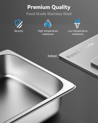 Hotel Pan 4" Deep Steam Table Pan 6 Pack 1/2 Size 12.8" L X 10.4" W Hotel Pan 22 Gauge Stainless Steel anti Jam Steam Table Pan