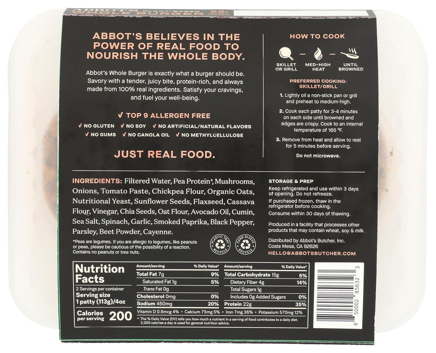 Abbot’S Plant-Based Veggie Burger, 8 Oz