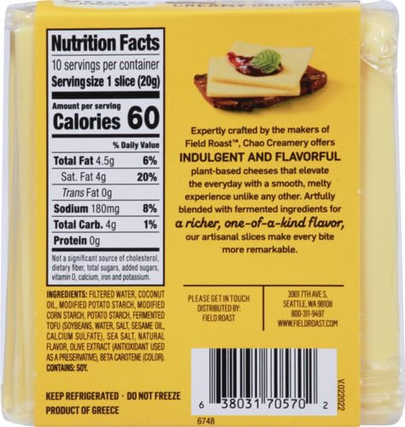 , Chao Vegan Slices Creamy Original, 7 Oz
