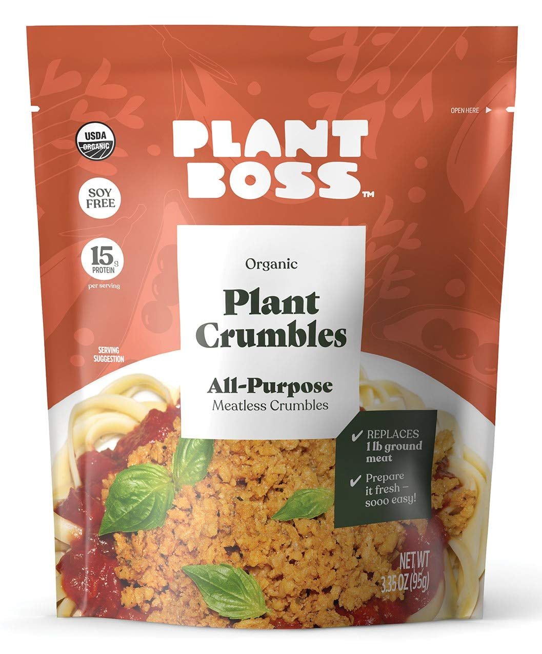 All-Purpose Plant Crumbles | Organic Meatless Crumbles | 15G Protein per Serving | Soy-Free | 3.35 Oz Bag | Pack of 6