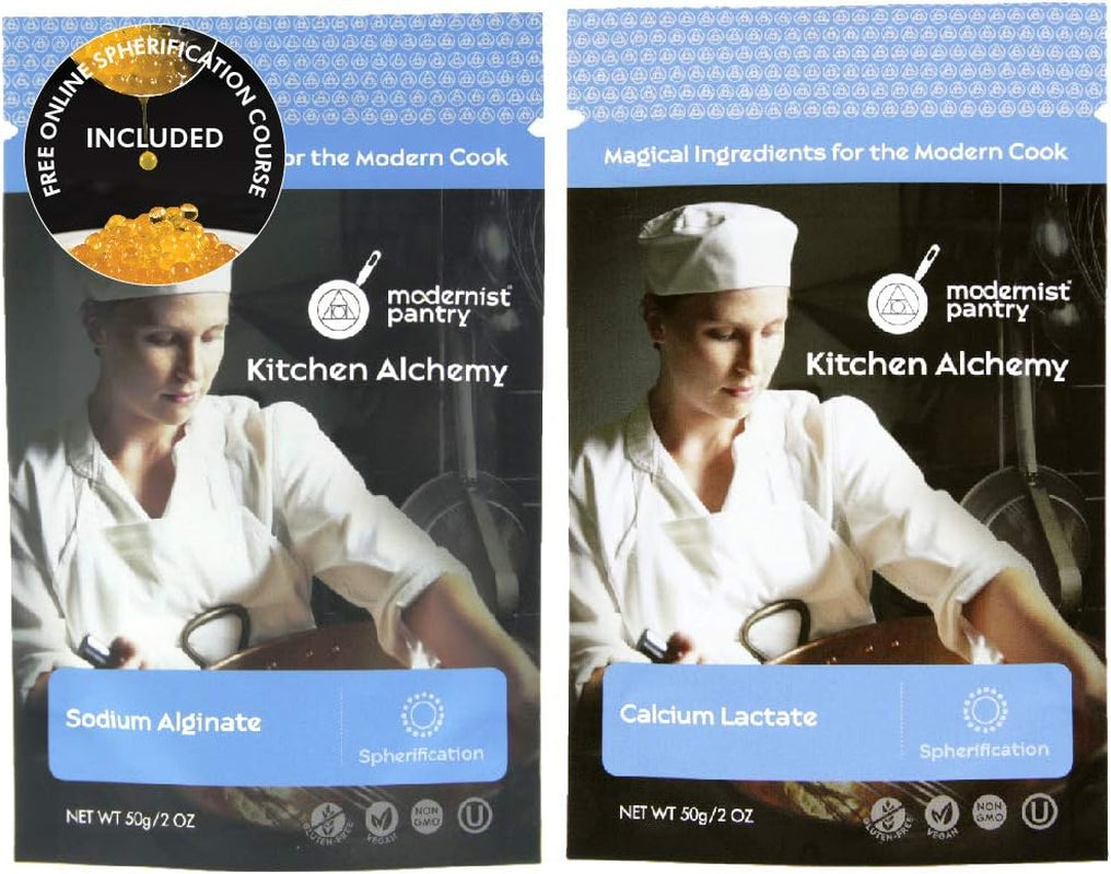 Sodium Alginate + Calcium Lactate Value Pack ⊘ Non-Gmo Vegan OU Kosher Certified - 100G/4Oz (Bundle with 2 Items)