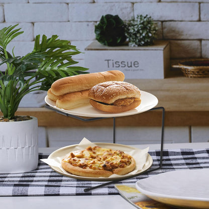 HPC DECOR 6PCS Black Metal Pizza Stands for Tables- Pizza Pan Riser Rack Holder- Food Display Riser Stands for Party Buffet Table Platter Tray- Metal Display Stands for Home, Restaurant, Catering