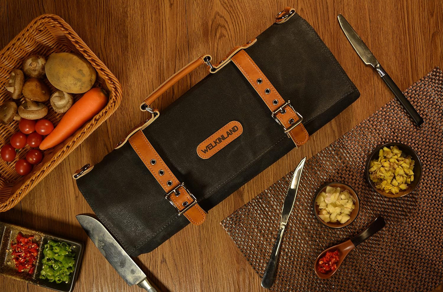 14-Pockets Knife Roll, Leather Knife Roll, Knife Roll Canvas, Knife Bag Holders, Knife Roll Bag, Chef Bag, Chef Knife Bag, Chef Knife Roll, Chef Knife Bag, Pocket Knife Roll