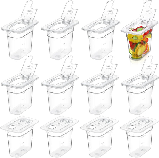 12 Pack 1/9 Size 6'' Deep Polycarbonate Food Pan with Lid Clear Stackable Plastic Pan Restaurant Food Storage Containers with Hinged Lids for Hotel Supplies