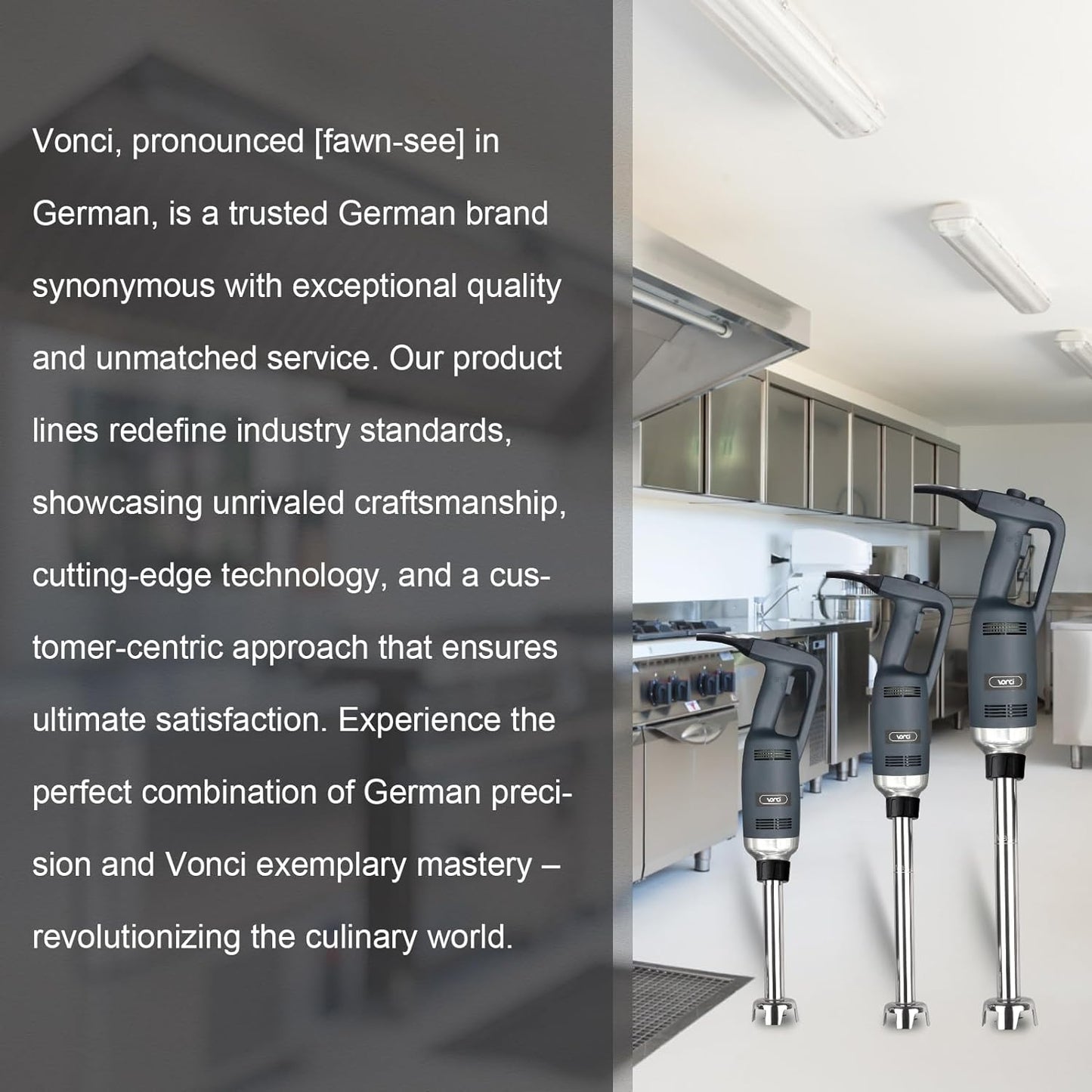 500W Commercial Immersion Blender, 15.7" SUS 304 Removable Shaft, Heavy Duty Power Hand Mixer with Variable Speed 6000-20000RPM, Professional Electric Stick Blender for Restaurant Kitchen Use.