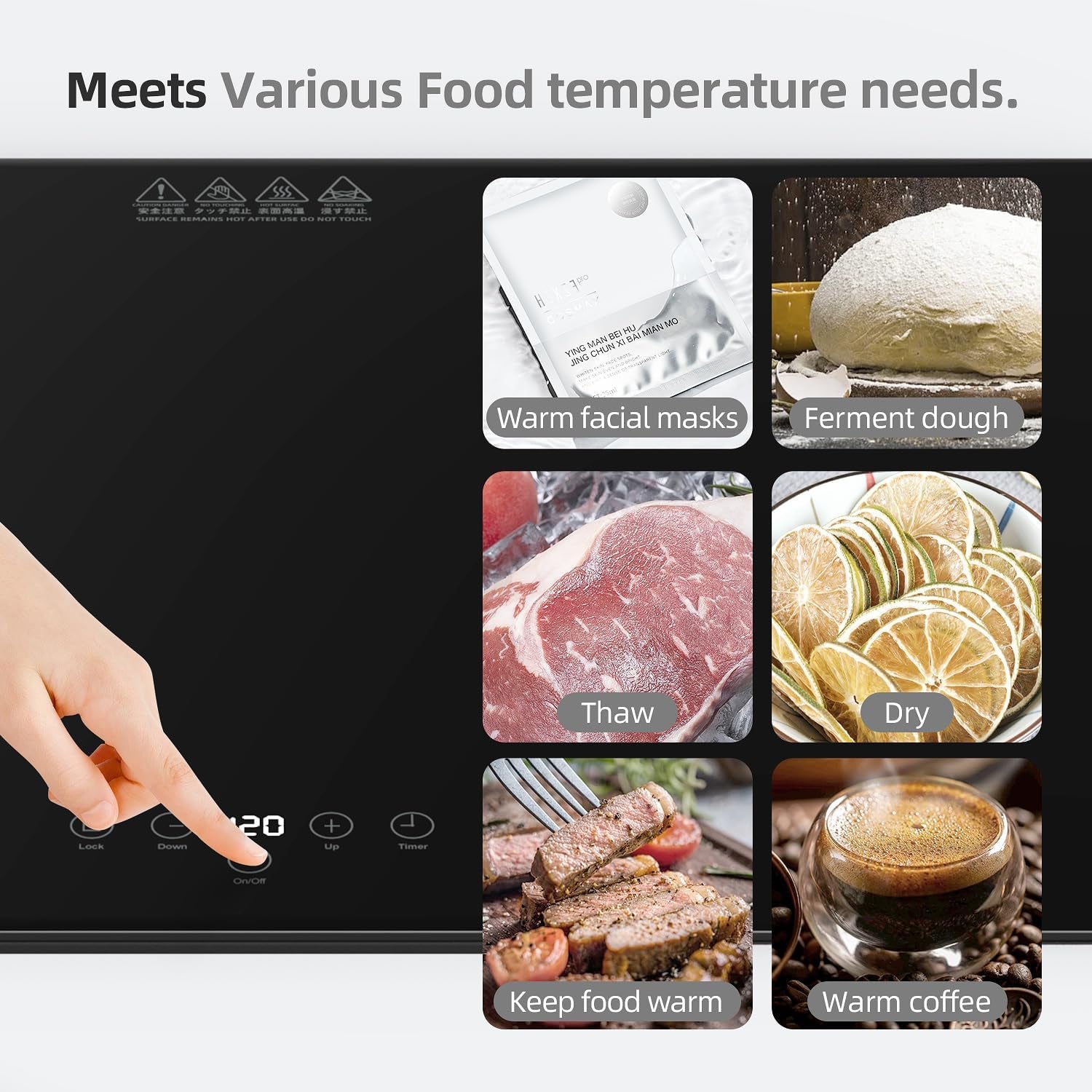 Electric Server Warming Tray,Food Warmer for Parties,9 Adjustable Temperature Control,6 Hours Timer,Ultra Slim Warming Tray,For Buffets,Restaurants,House Parties, Party (23.6" X 15.7")