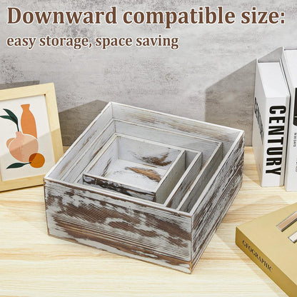 Set of 4 Wood Display Risers Rustic Cupcake Stand Wooden Stackable Display Box Wood Cake Stand for Dessert Wedding Birthday Baby Shower Party (Classic)