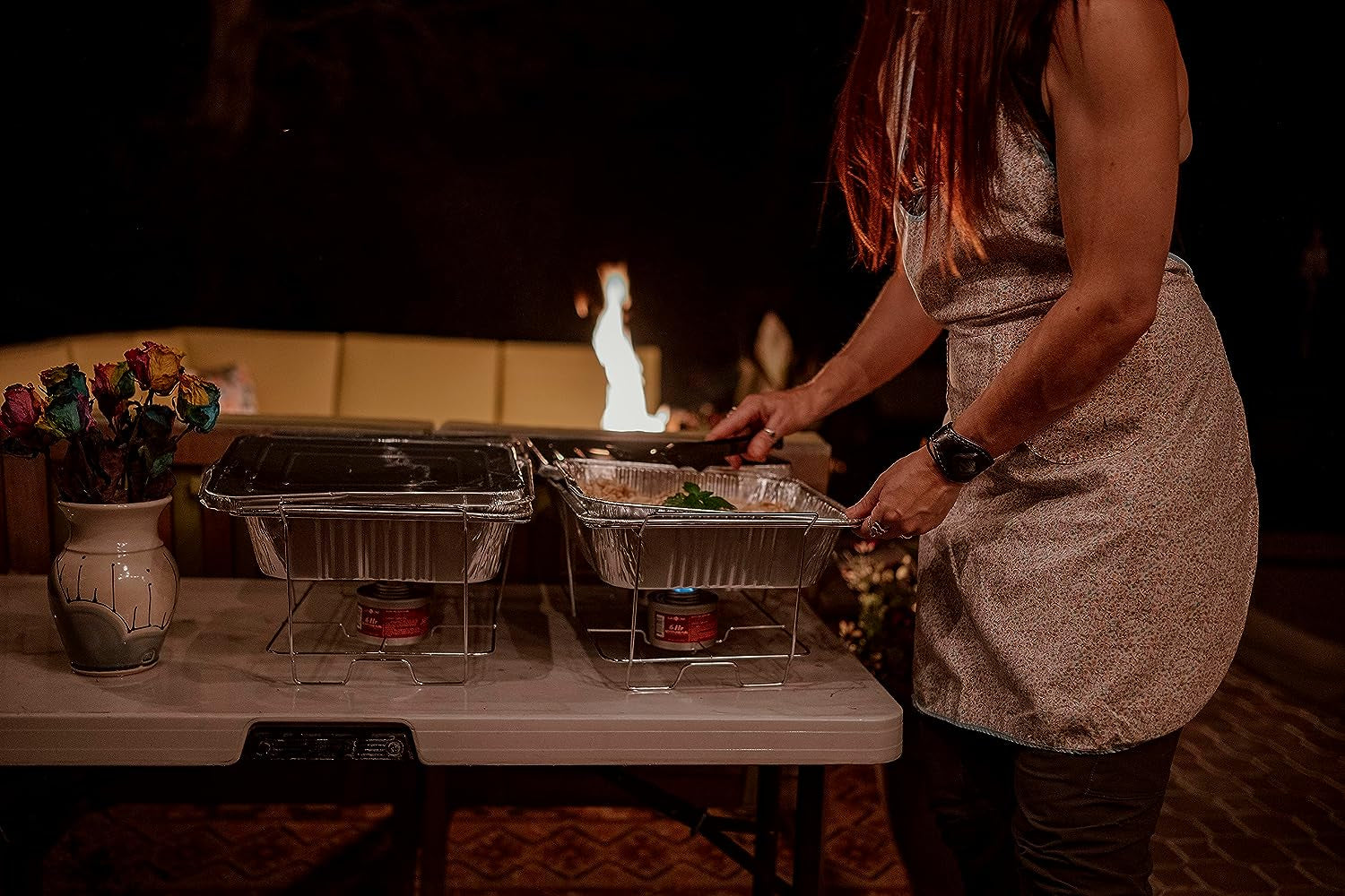 Full Size 33-Pcs Disposable Chaffing Buffet With-Covers, Utensils, 6Hr Fuel Cans – Premium Chafing Dish Set for Events, Parties, Catering