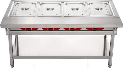 Steam Table Food Warmer 4 Pot Steam Table Food Warmer 18 Quart/Pan with Lids with 7 Inch Cutting Board Commercial Electric Food Warmer Bain Marie Buffet Steam Serving Counter 110V 2000W