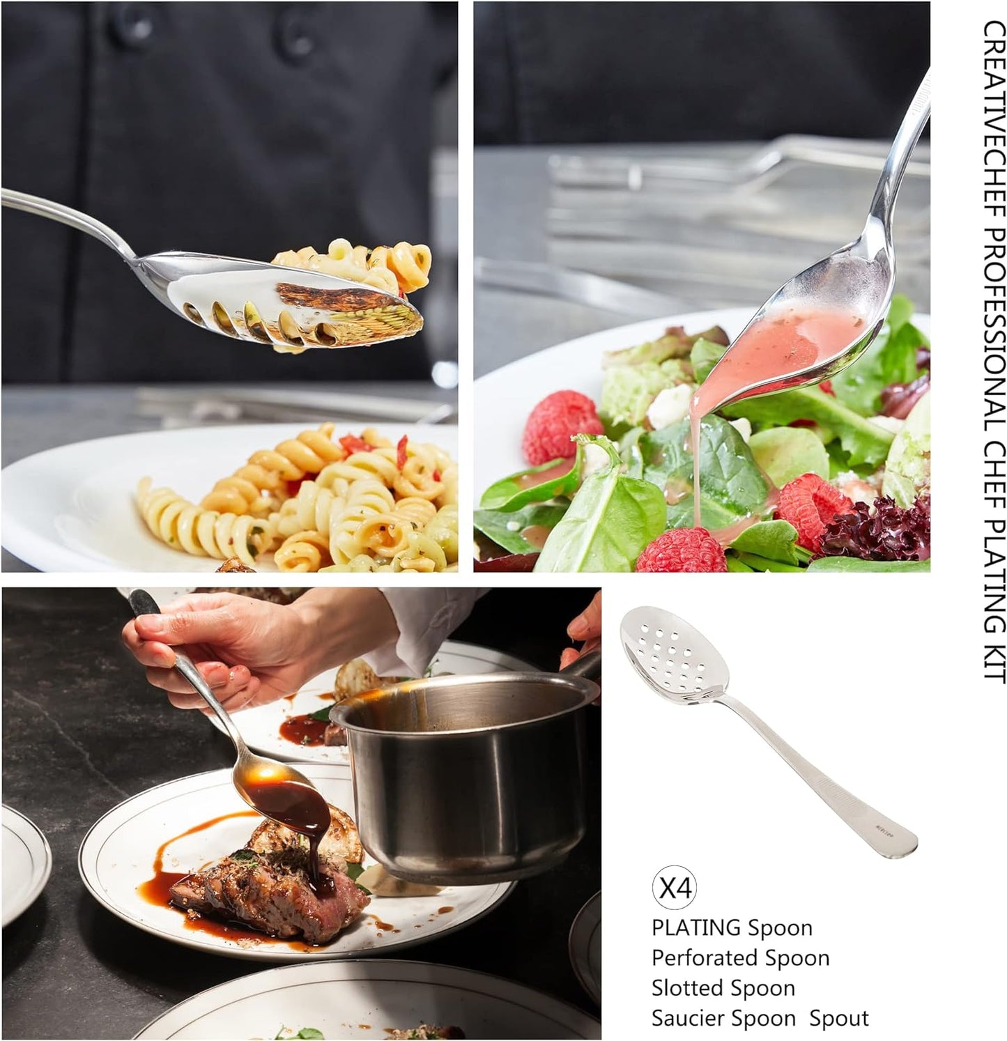 10 PCS Plating Tools Culinary Set Contains Kitchen Tweezers Spatula Sauce Plating Spoon（Black）