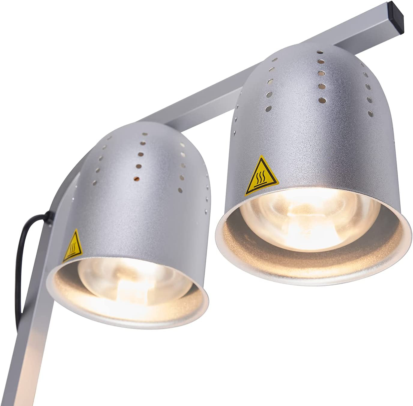 DL2112 Commercial Grade Food Heat Lamp Portable Electric Food Warmer 2-Bulb with Free-Standing, 500W, Silver (Silver)