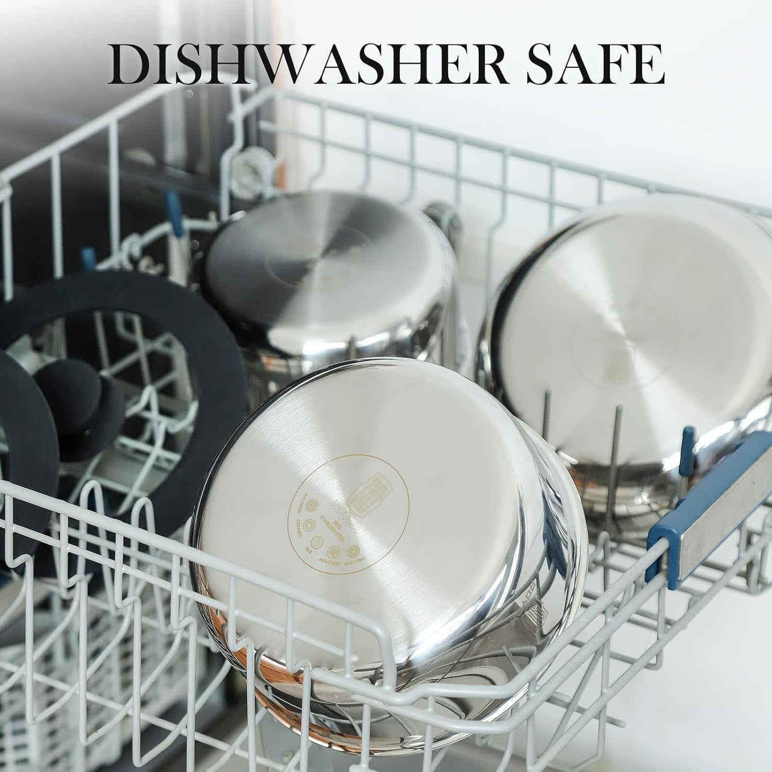 ROYDX Pots and Pans Set, 20 Piece Stainless Steel Kitchen Removable Handle Cookware Set, Frying Saucepans with Lid, Stay-Cool Handles for All Stoves, Dishwasher and Oven Safe, Camping