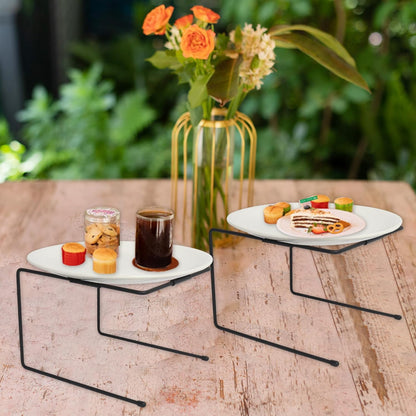 HPC DECOR 6PCS Black Metal Pizza Stands for Tables- Pizza Pan Riser Rack Holder- Food Display Riser Stands for Party Buffet Table Platter Tray- Metal Display Stands for Home, Restaurant, Catering