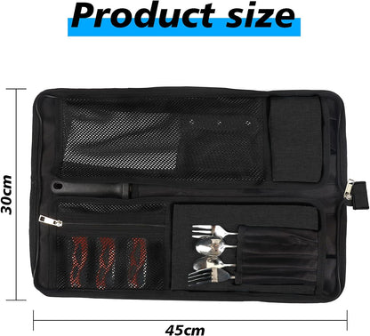 Chef’S Knife Roll Bag, Heavy Duty Oxford Chef Knife Bag, Portable 13 Slots Chef Knife Case, Multi-Function Cutlery Knives Pouch Holder Knife Wrap Wallet Tool Roll (Black)