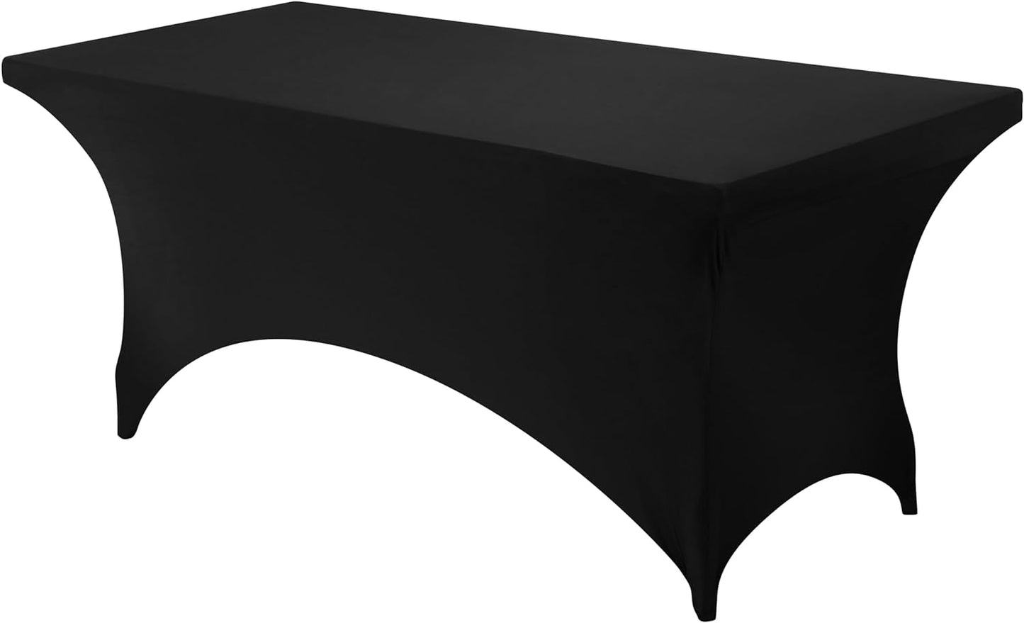Spandex Tablecloth 1 Pack [6FT, Black] 200 GSM Tight, Fitted, Washable and Wrinkle Resistant Stretch Rectangular Patio Table Cover for Event, Wedding & Banquet [72Lx30Wx30H Inch]